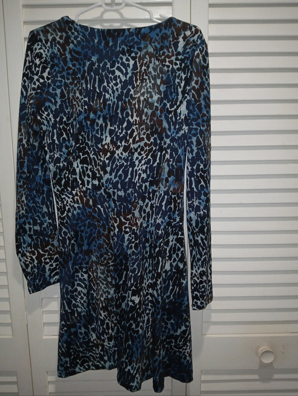 Nine Britton Stitch Fix Blue Leopard Faux Wrap Dress Large - Picture 3 of 4